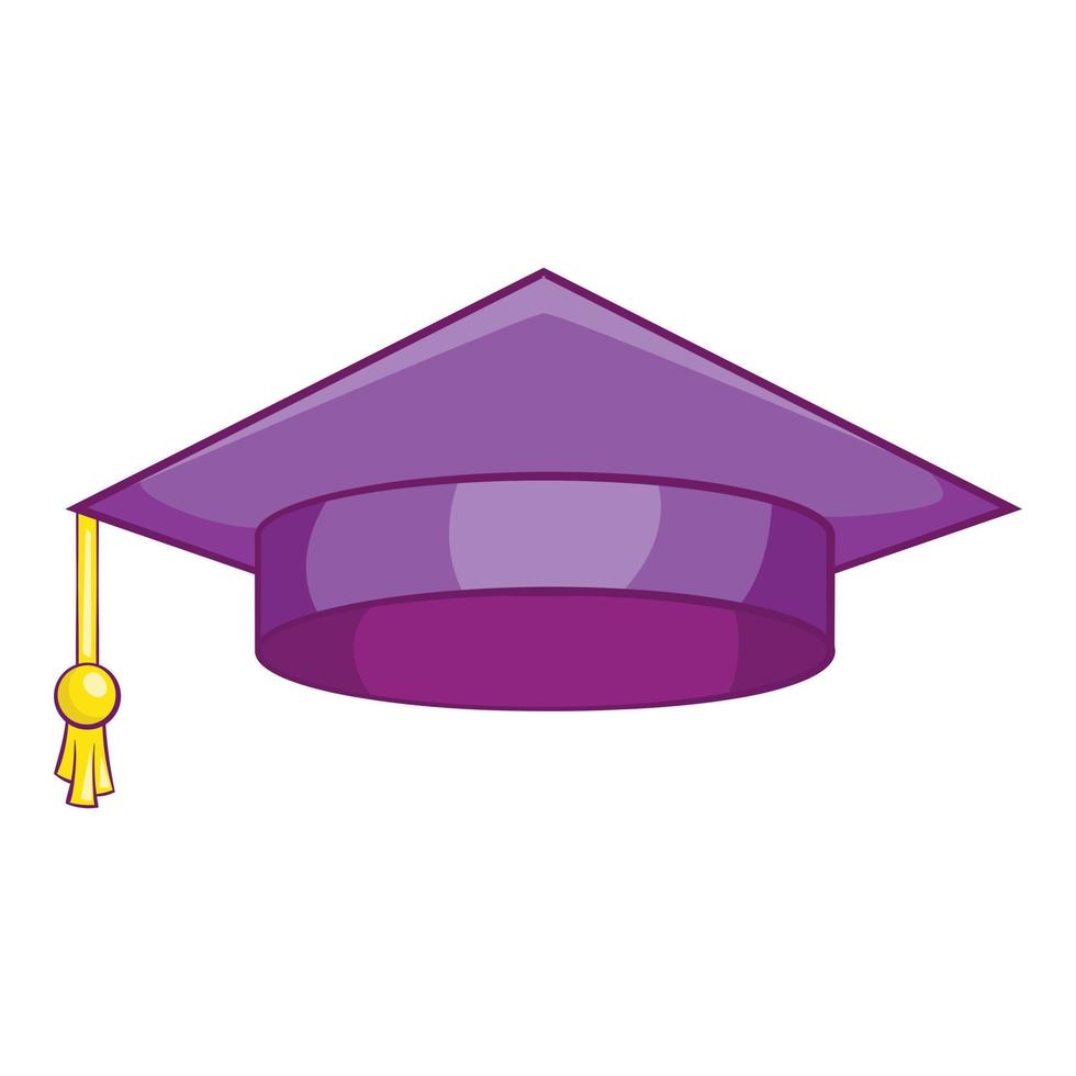 icono de gorra de graduación, estilo de dibujos animados vector
