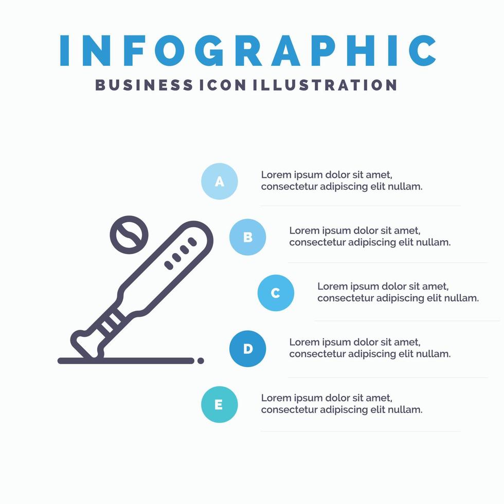 Ball Baseball Bat Sports Usa Line icon with 5 steps presentation infographics Background vector