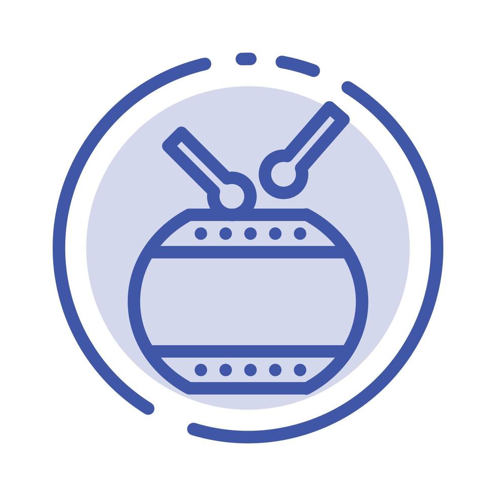 Drum Celebration China Chinese Blue Dotted Line Line Icon vector