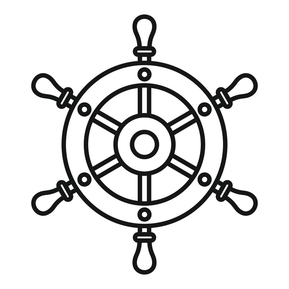 icono de rueda de barco de aventura, estilo de esquema vector