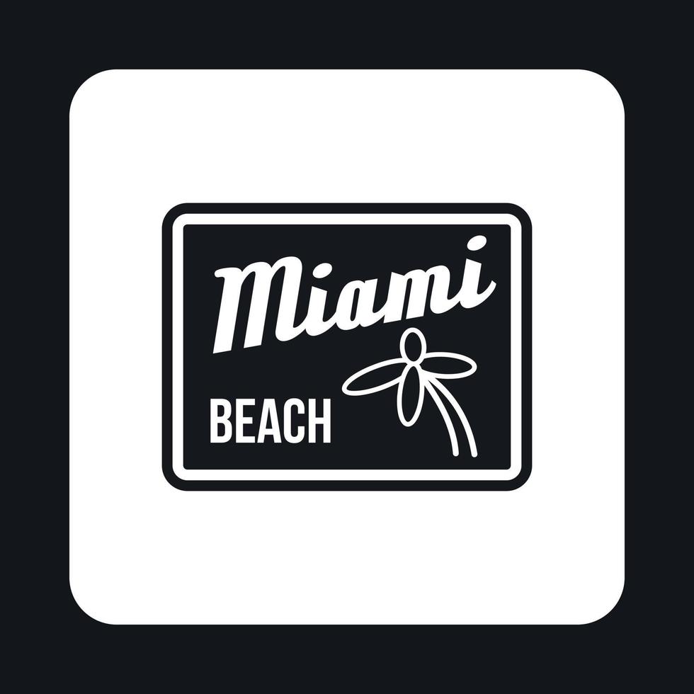 Road sign Miami beach icon, simple style vector