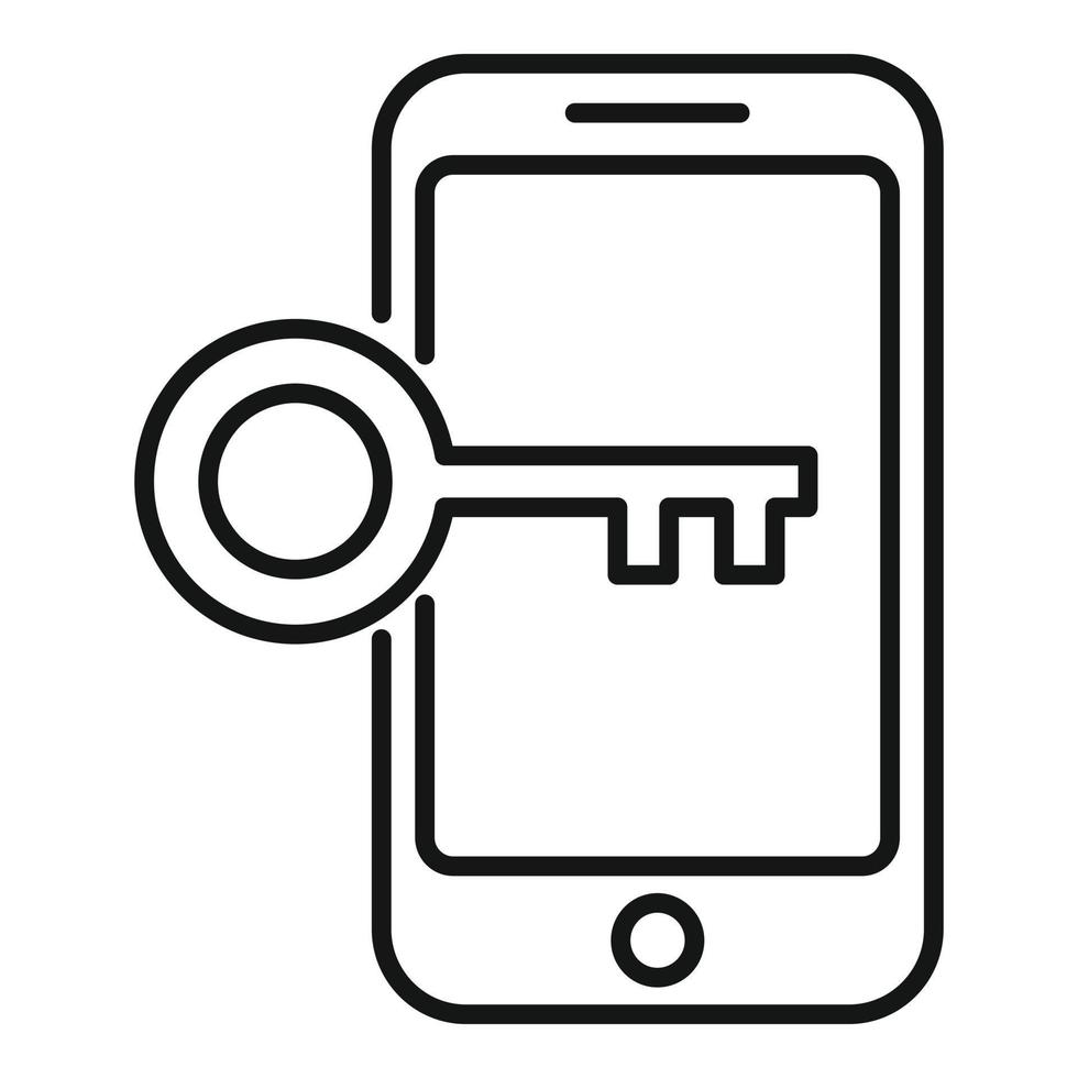 Phone key authentication icon, outline style vector