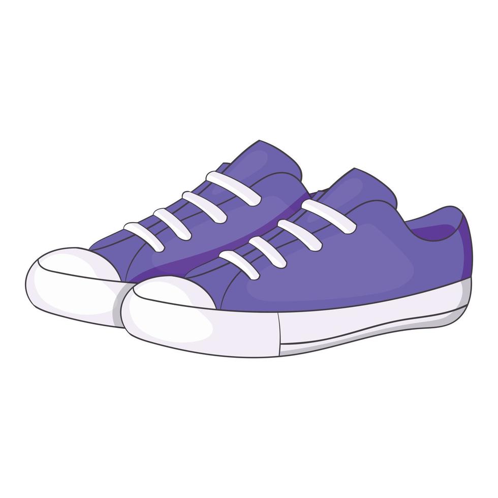 icono de zapatillas de deporte púrpura para mujer, estilo de dibujos animados vector