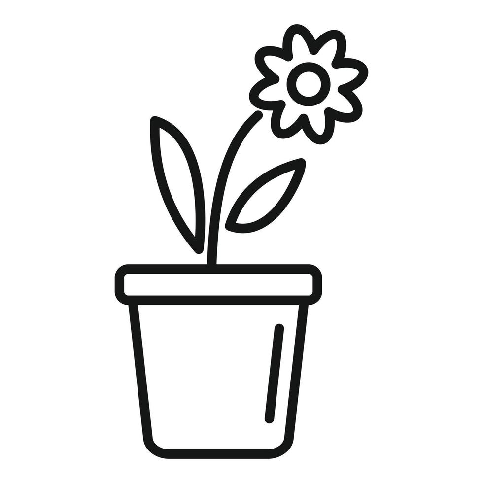 icono de flor de maceta, estilo de esquema vector