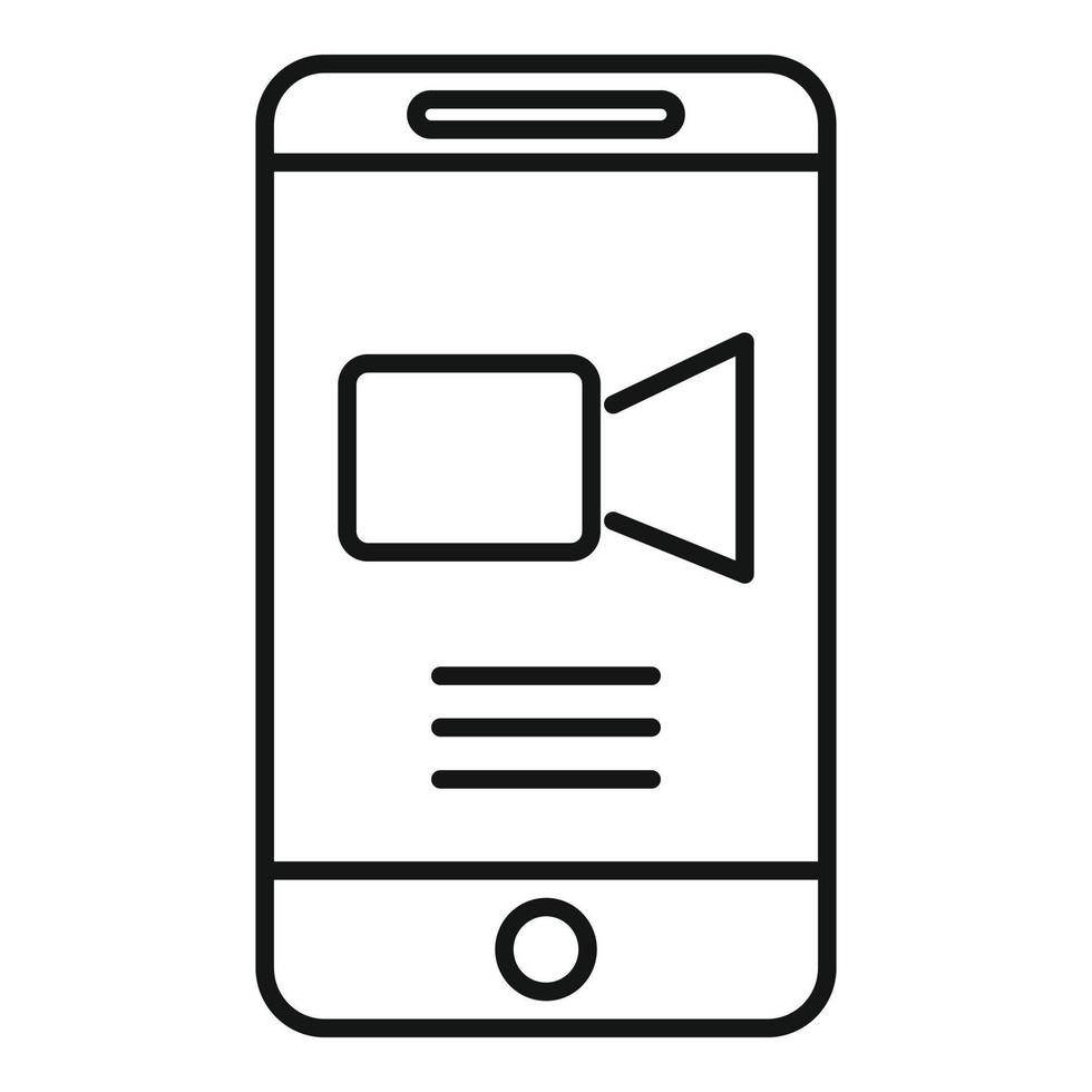 Cellphone video call icon, outline style vector