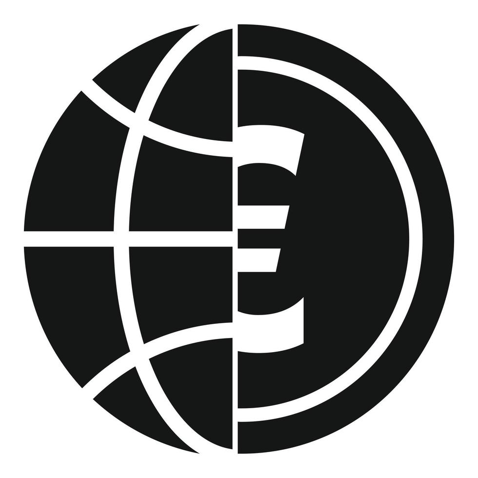 icono de crédito global en euros, estilo simple vector