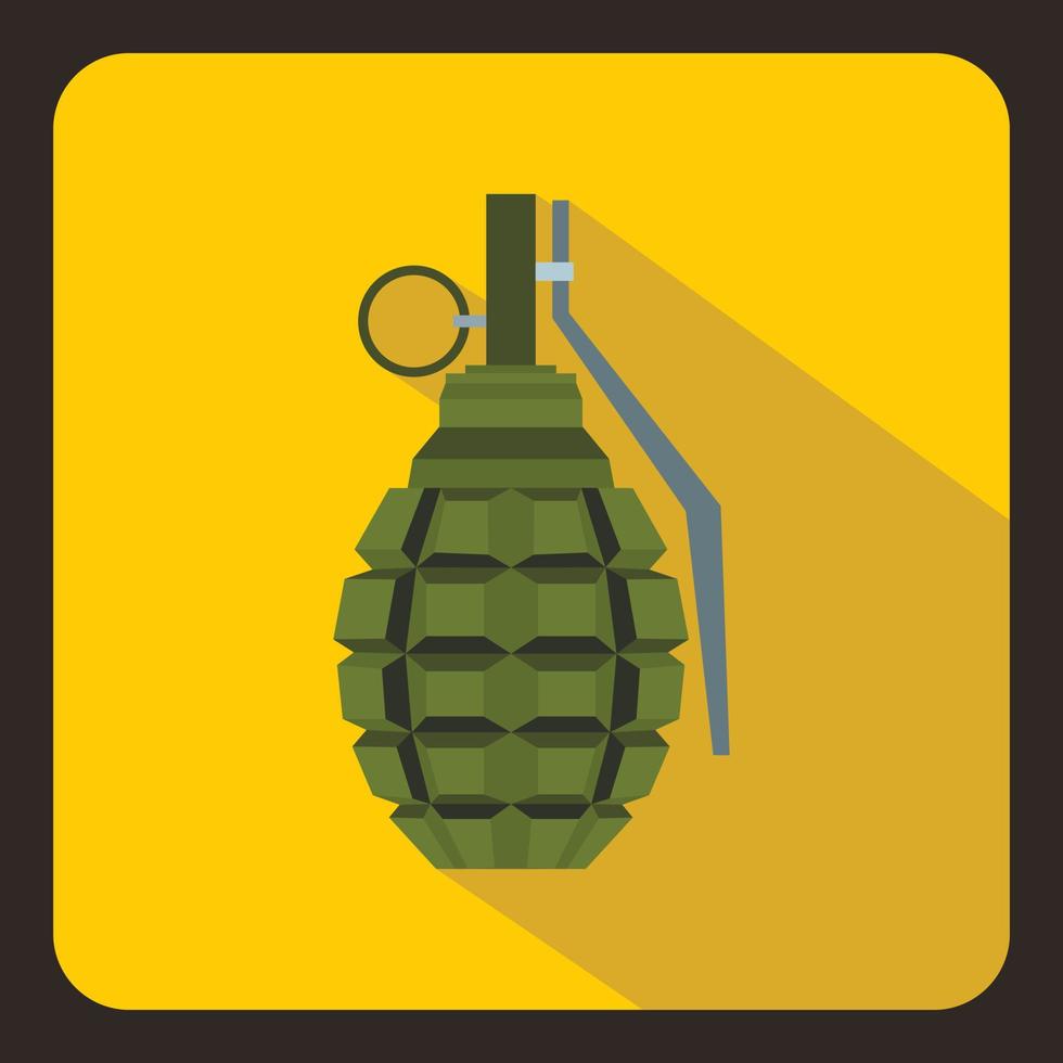 Hand grenade, bomb explosion icon, flat style vector