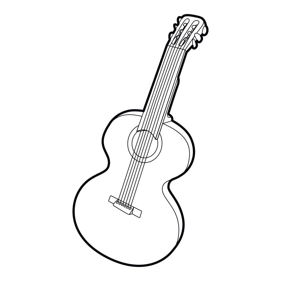 icono de guitarra, estilo isométrico de contorno vector