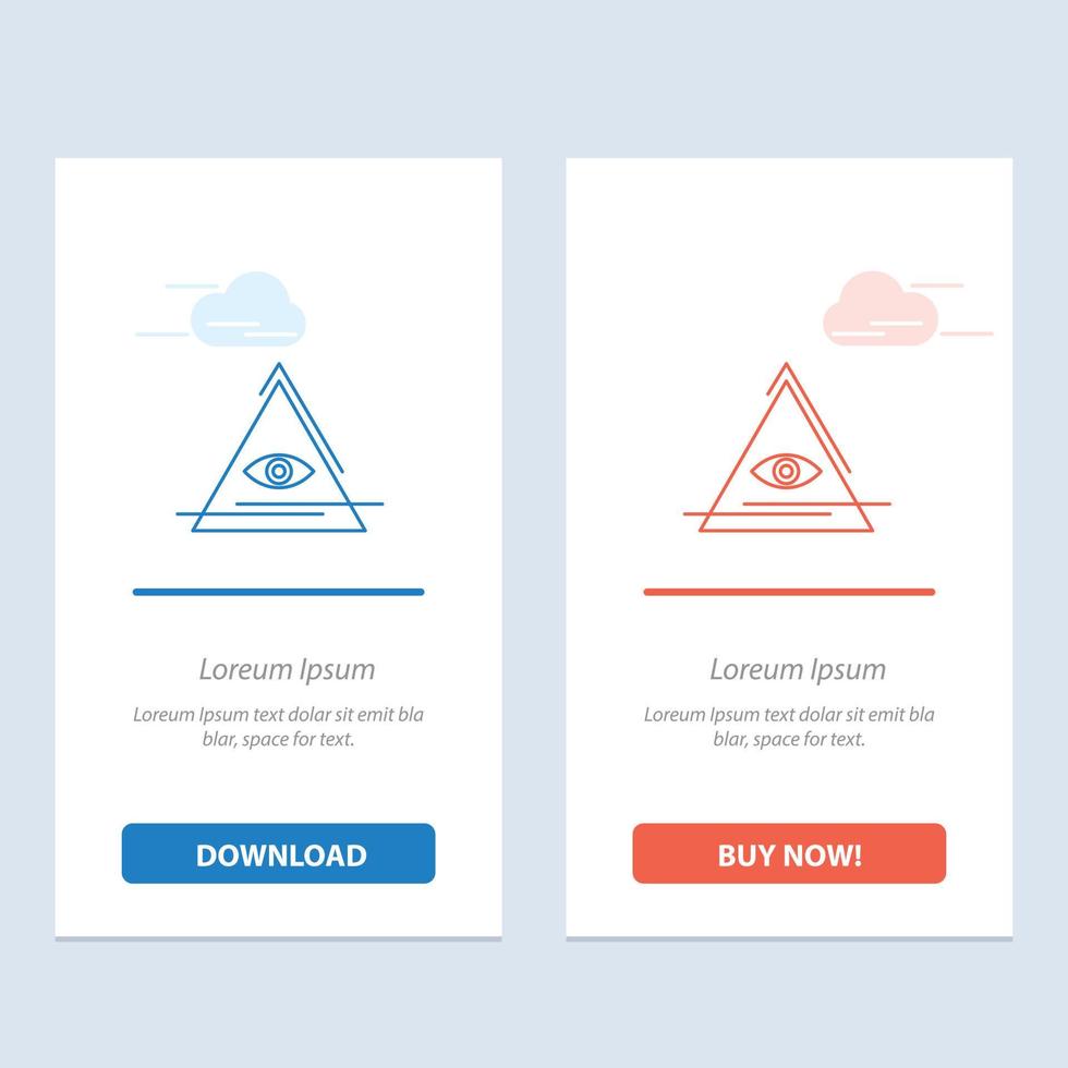 Eye Illuminati Pyramid Triangle  Blue and Red Download and Buy Now web Widget Card Template vector