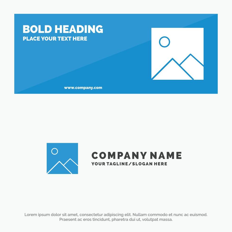 Twitter Image Picture SOlid Icon Website Banner and Business Logo Template vector