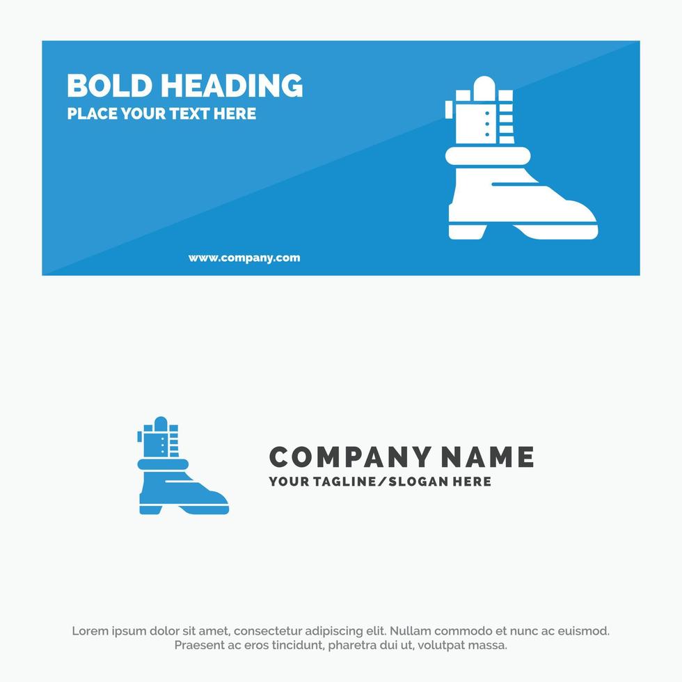 Shoes Boot American SOlid Icon Website Banner and Business Logo Template vector