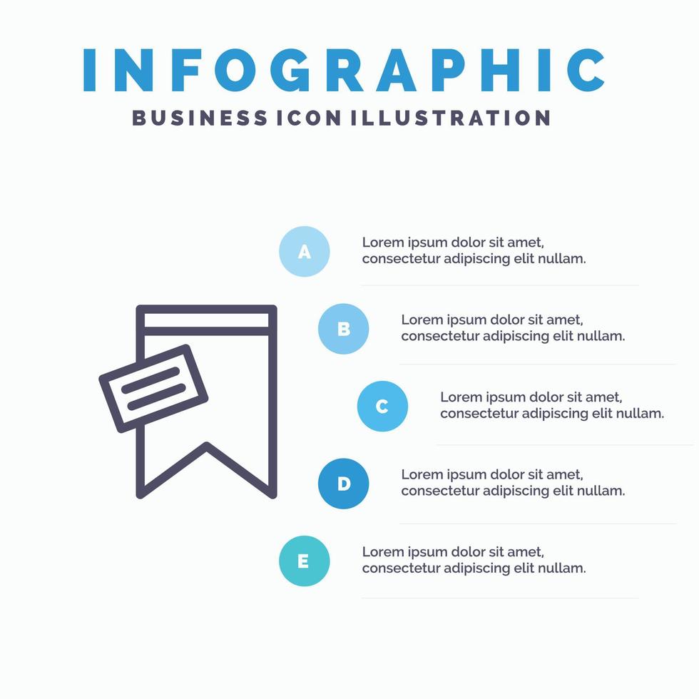 Mark Tag Sign Text Line icon with 5 steps presentation infographics Background vector
