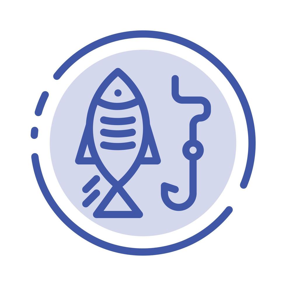 Fishing Fish Hook Hunting Blue Dotted Line Line Icon vector