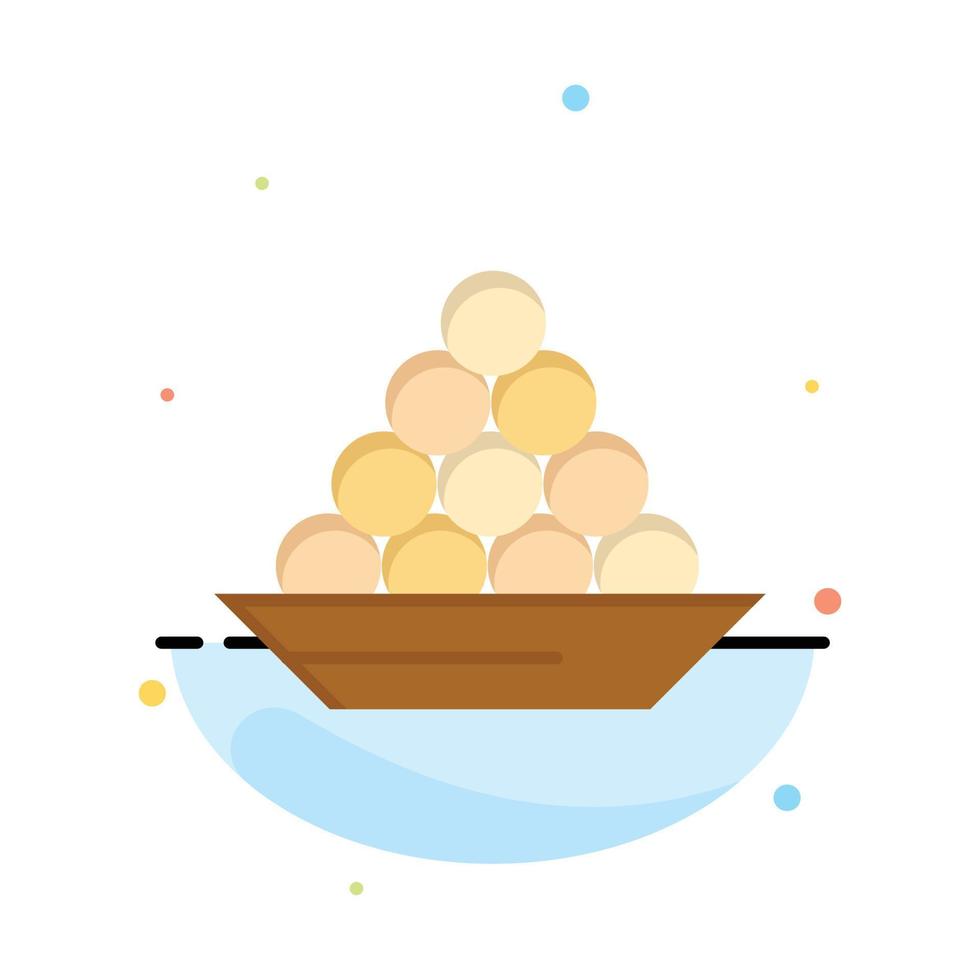 Bowl Delicacy Dessert Indian Laddu Sweet Treat Abstract Flat Color Icon Template vector