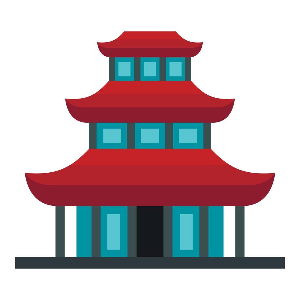 Buddhist temple icon, flat style vector