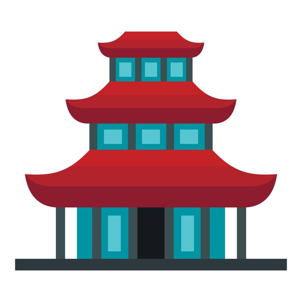 Buddhist temple icon, flat style vector