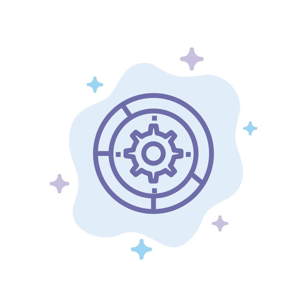 Gear Settings Setup Engine Process Blue Icon on Abstract Cloud Background vector