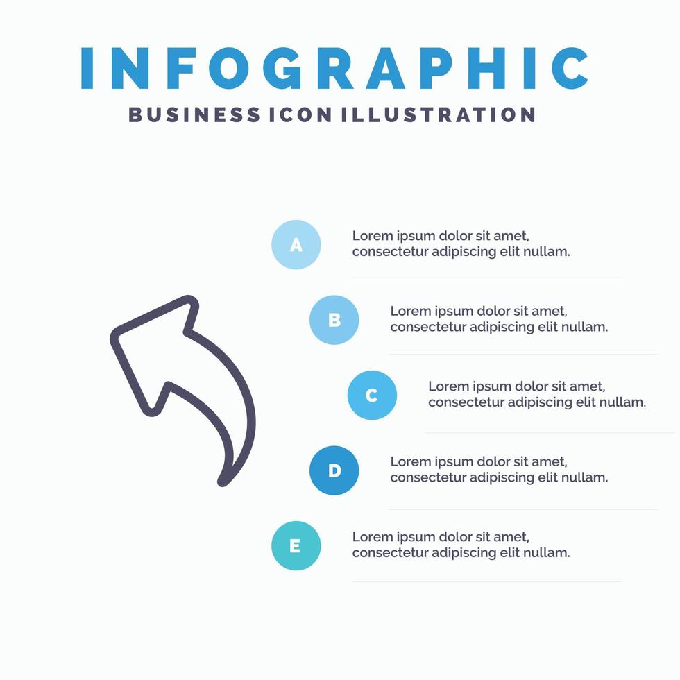 Arrow Up Back Line icon with 5 steps presentation infographics Background vector