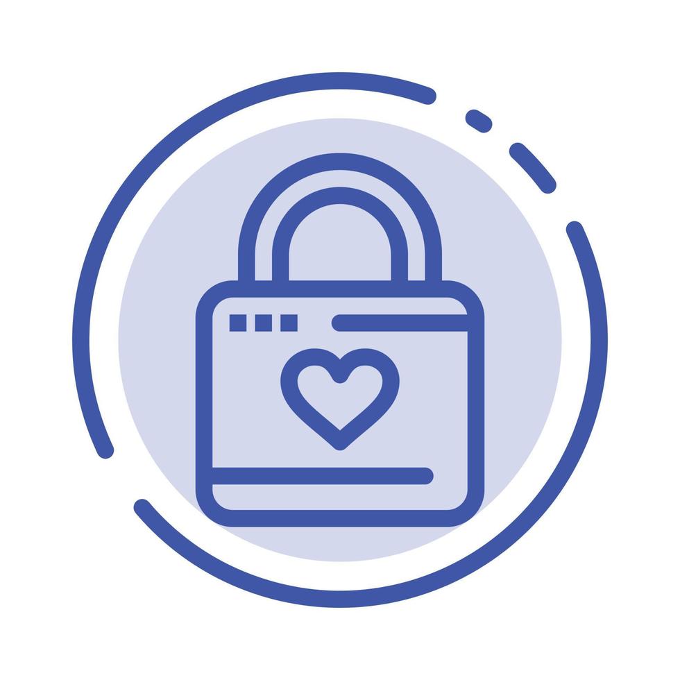 Lock Locker Heart Heart Hacker Heart Lock Blue Dotted Line Line Icon vector