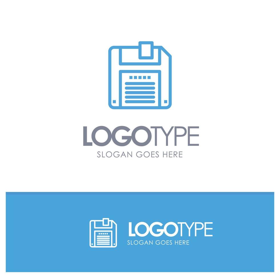 Floppy Diskette Save Blue Logo Line Style vector