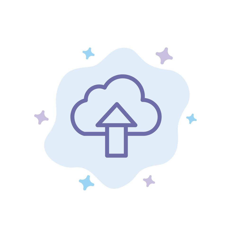 Arrow Upload Up Cloud Blue Icon on Abstract Cloud Background vector