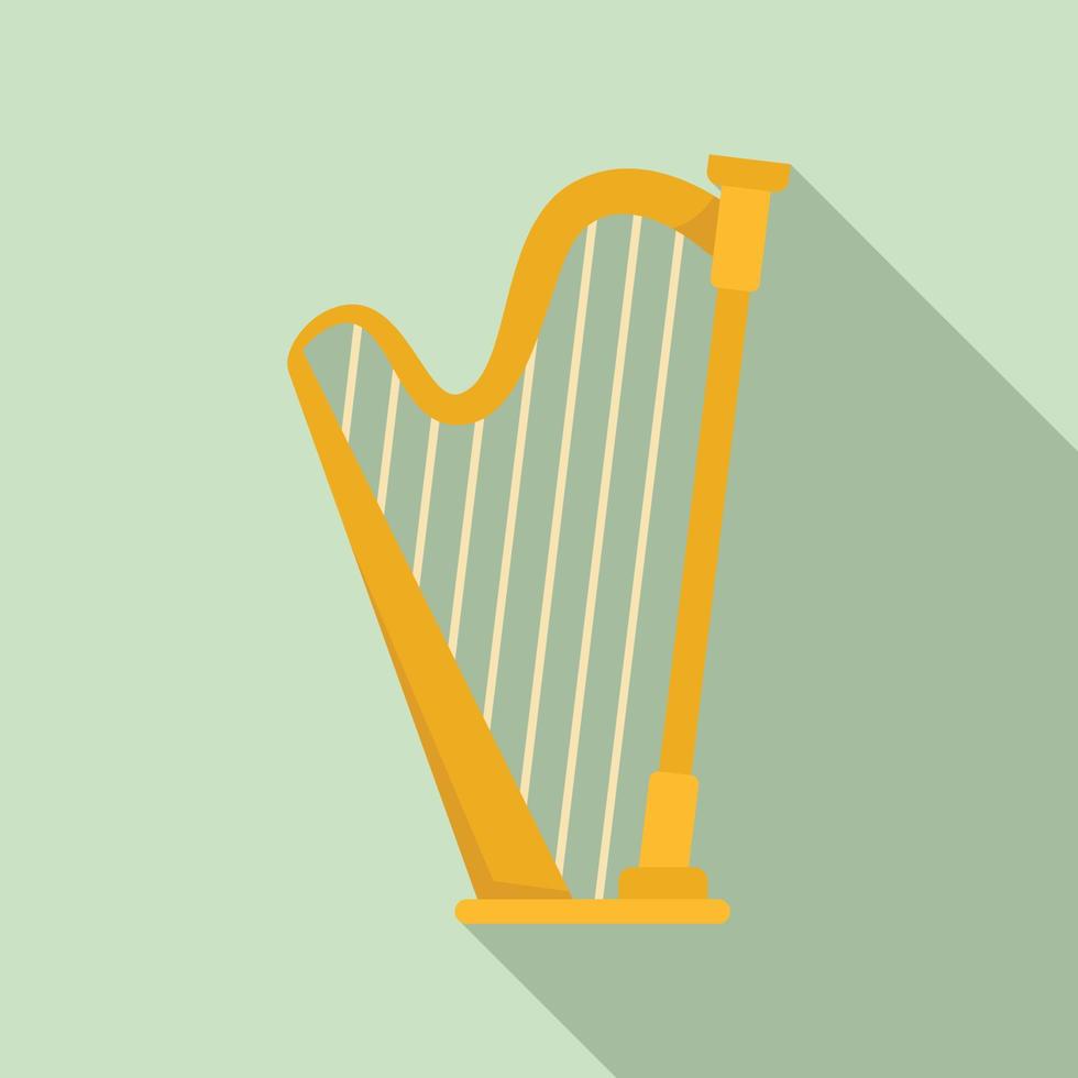 Harp instrument icon, flat style vector