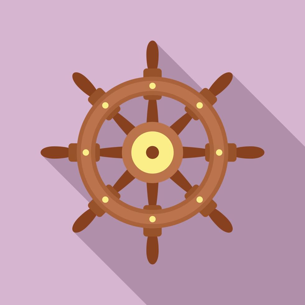 Ship wheel controller icon, flat style vector