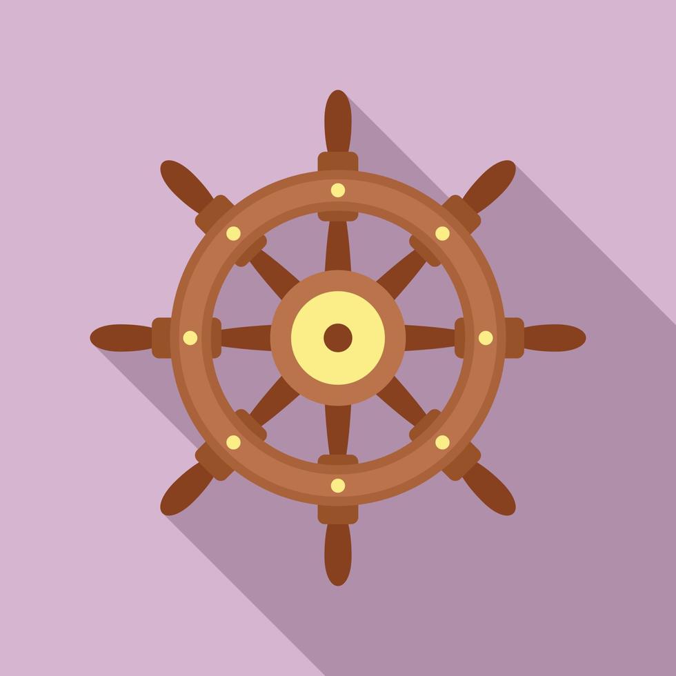 icono de controlador de rueda de barco, estilo plano vector