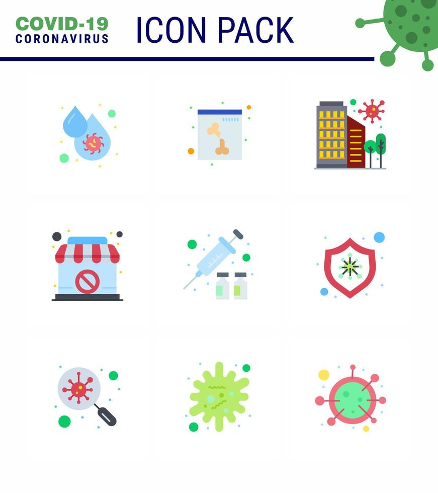 conjunto simple de covid19 protección azul 25 icono del paquete de iconos incluido construcción de tiendas prohibidas seguridad cerrada coronavirus viral 2019nov elementos de diseño de vectores de enfermedades