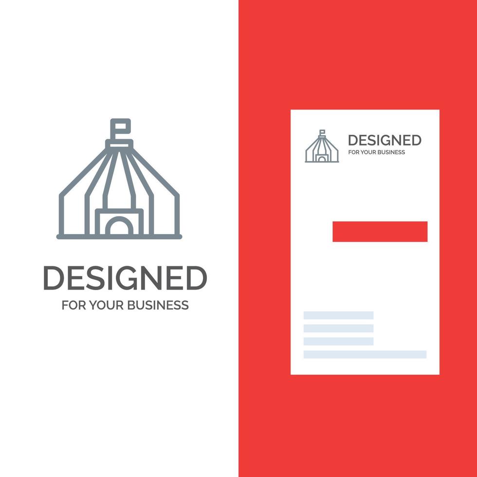 Tent Tent Circus Grey Logo Design and Business Card Template vector