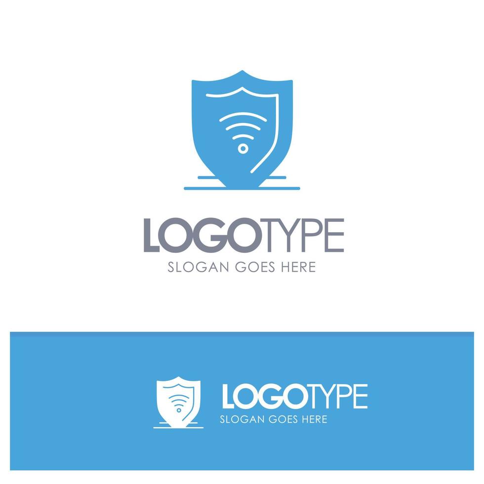 Internet Internet Security Protect Shield Blue Solid Logo with place for tagline vector