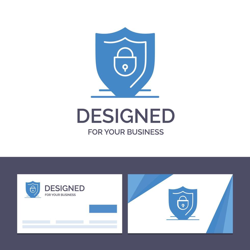 Creative Business Card and Logo template Internet Shield Lock Security Vector Illustration