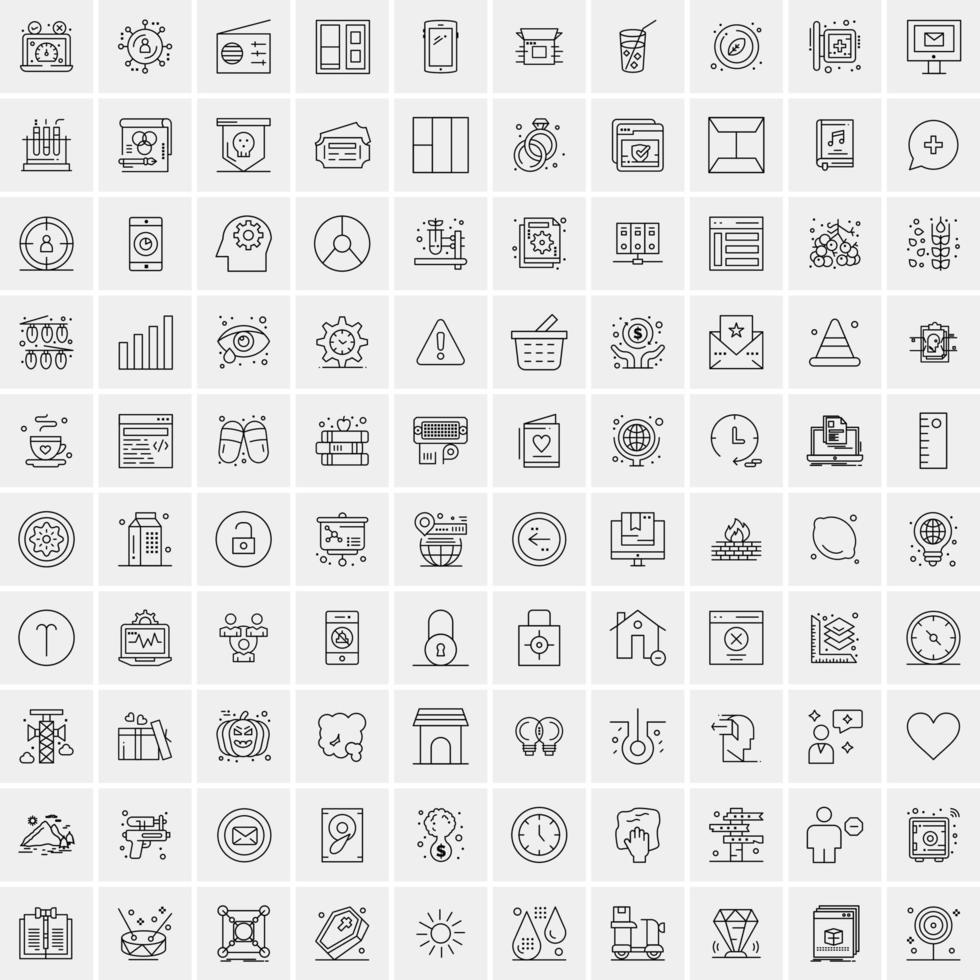 conjunto de 100 iconos de línea de negocios creativos vector