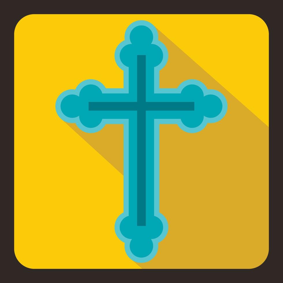 Christian cross icon, flat style vector