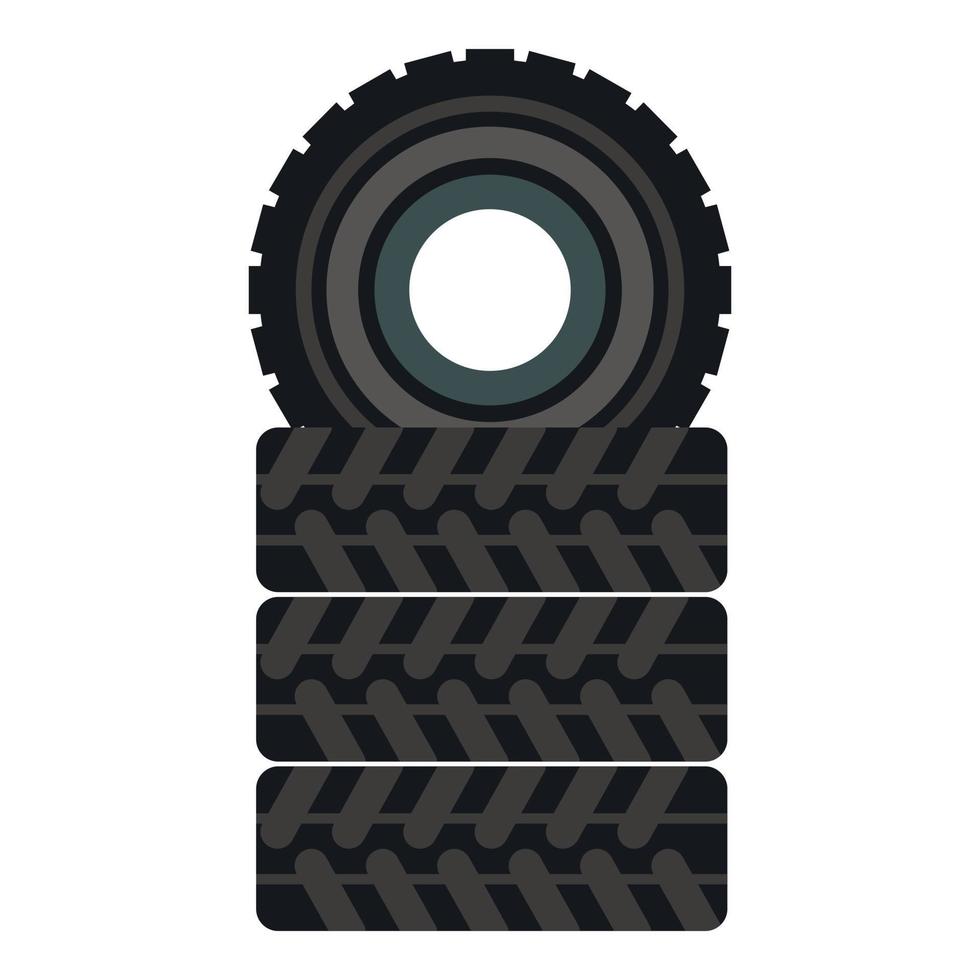 icono de pila de neumáticos, estilo plano vector