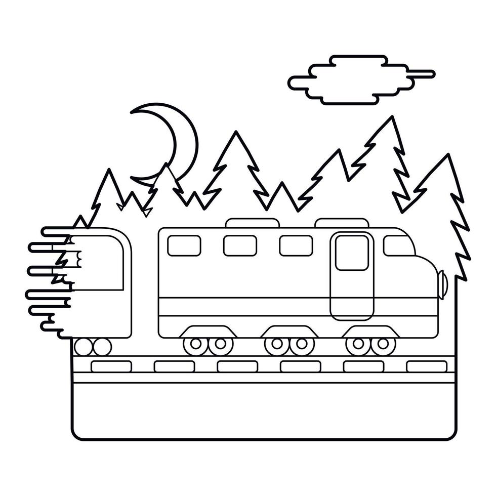 Train in night rides through forest concept vector