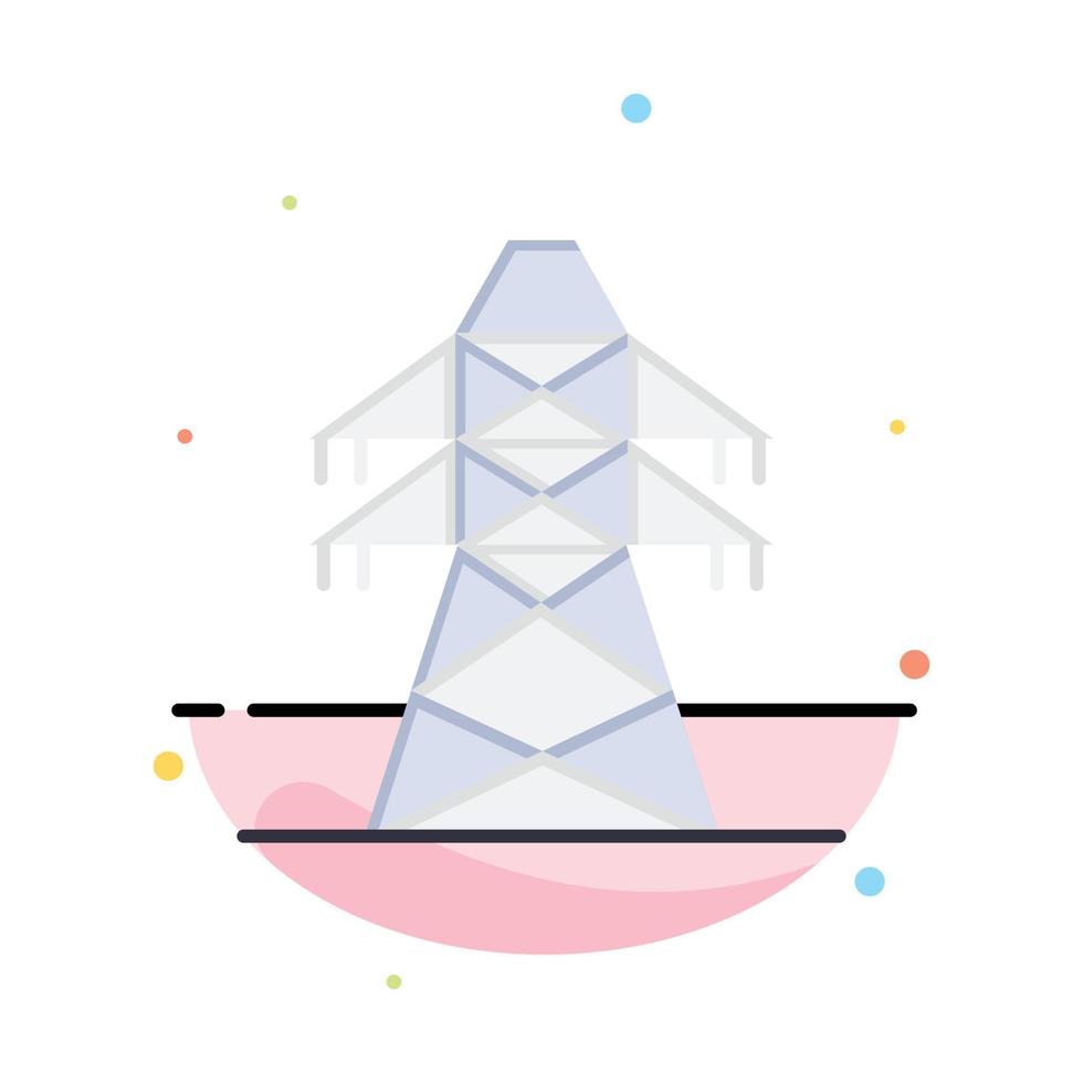 Electrical Energy Transmission Transmission Tower Abstract Flat Color Icon Template vector