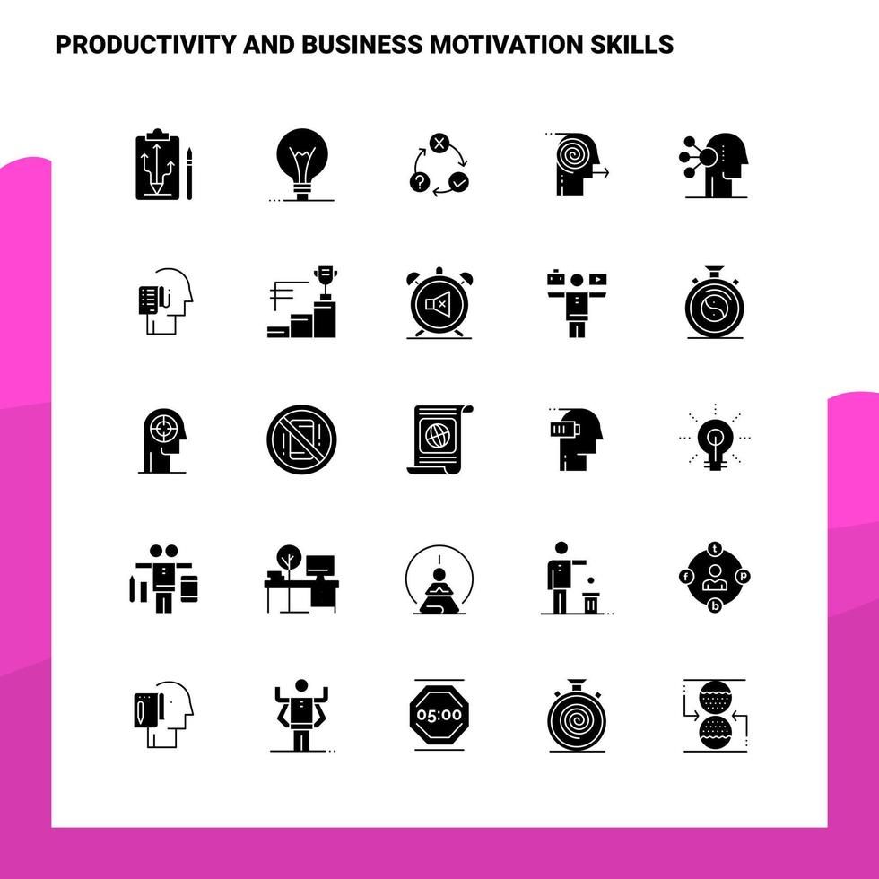 25 Productivity And Business Motivation Skills Icon set Solid Glyph Icon Vector Illustration Template For Web and Mobile Ideas for business company