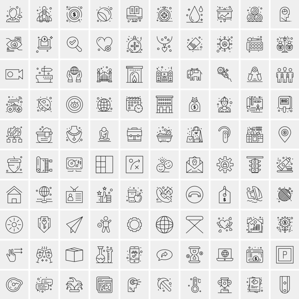 Set of 100 Creative Business Line Icons vector