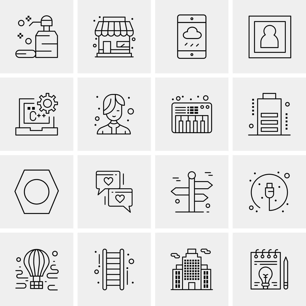 16 iconos universales de negocios vector ilustración de icono creativo para usar en proyectos relacionados con la web y dispositivos móviles