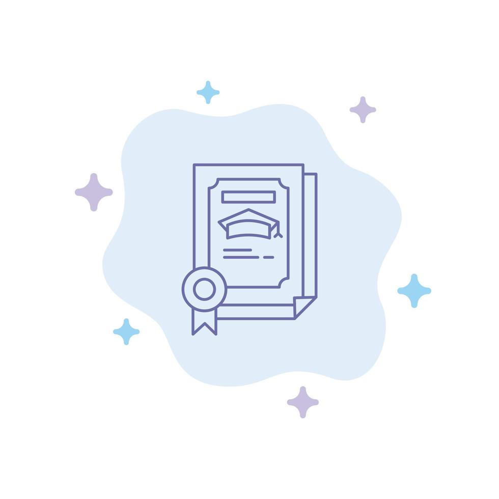 Degree Achievement Certificate Graduate Blue Icon on Abstract Cloud Background vector