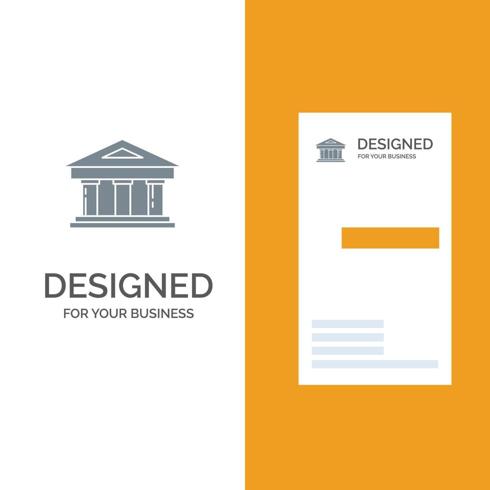 Bank Courthouse Finance Finance Building Grey Logo Design and Business Card Template vector