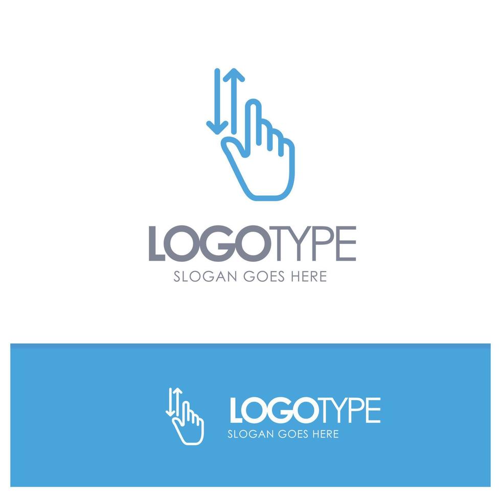 Finger Gestures Hand Up Down Blue Outline Logo Place for Tagline vector