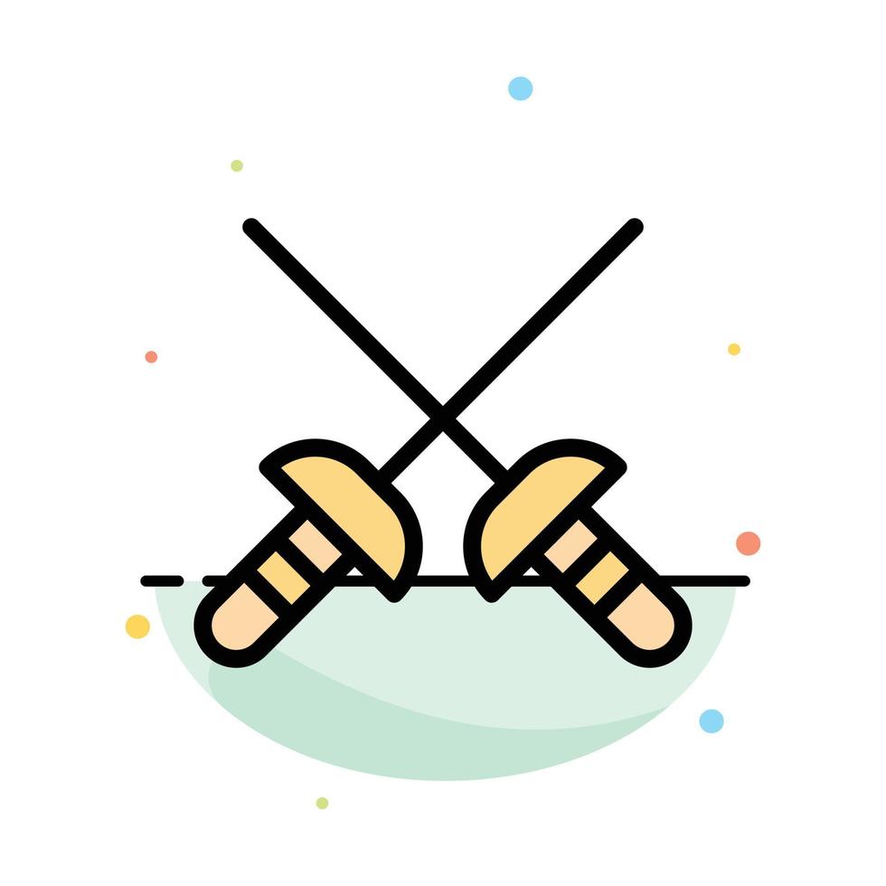 Fencing Sabre Sport Abstract Flat Color Icon Template vector