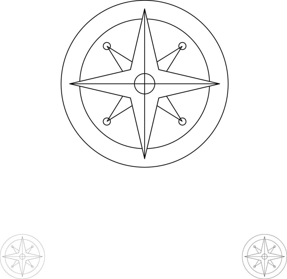 Compass Location Navigation Navigator Position Bold and thin black line icon set vector