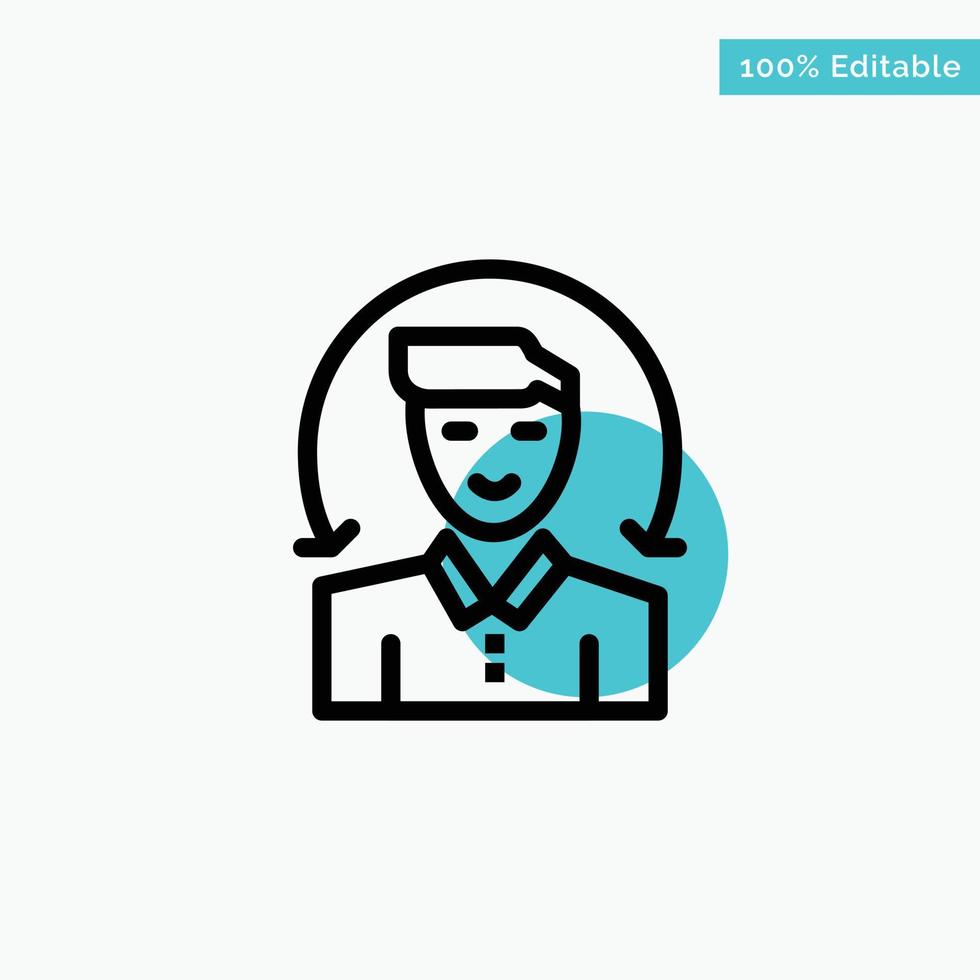 usuario masculino servicios de cliente turquesa resaltar círculo punto vector icono