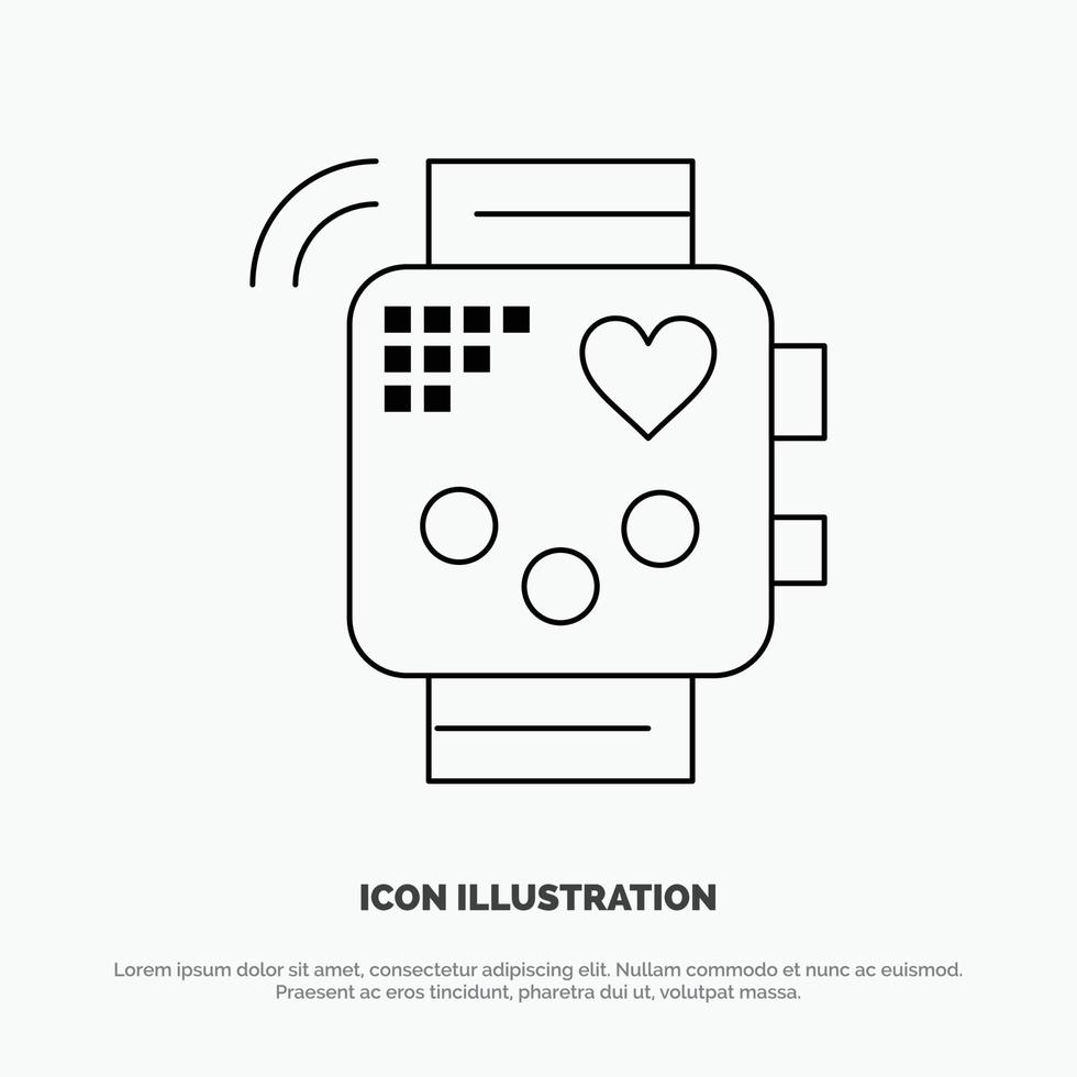 Activity Device Fitness Heartbeat Monitoring Line Icon Vector