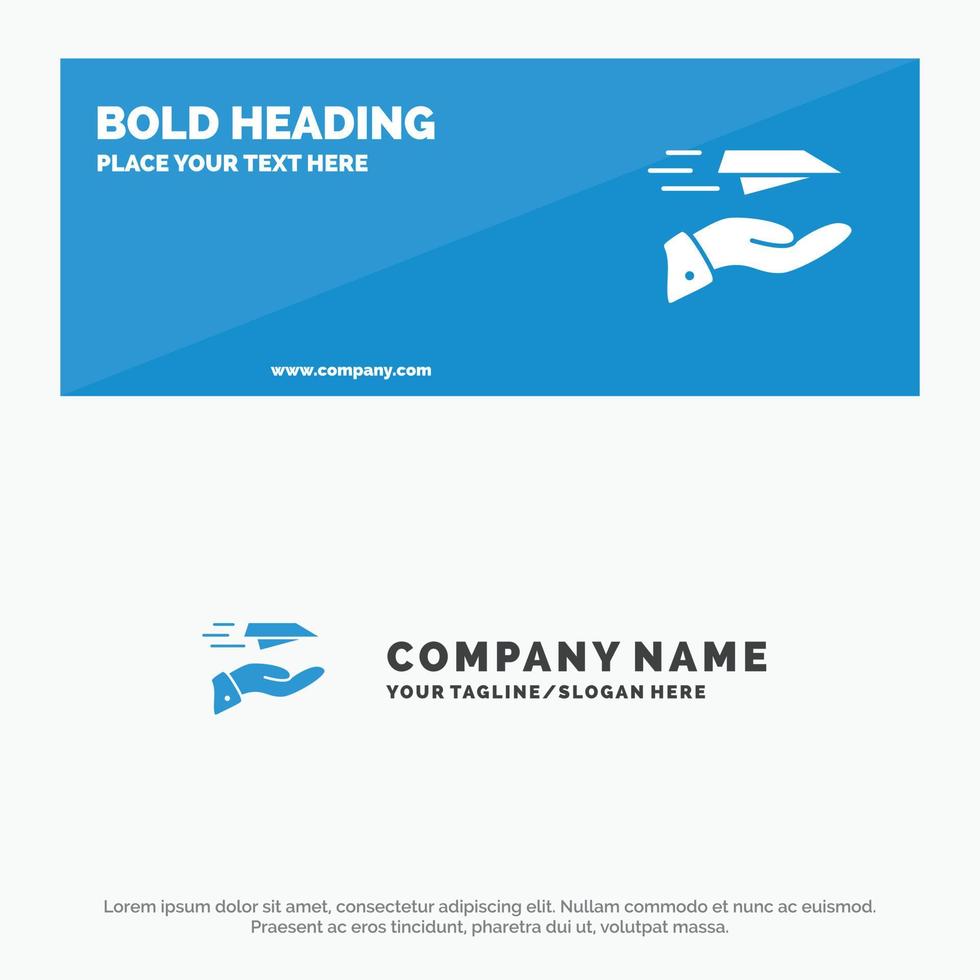 Hand Mail Paper Plane Plane Receive SOlid Icon Website Banner and Business Logo Template vector