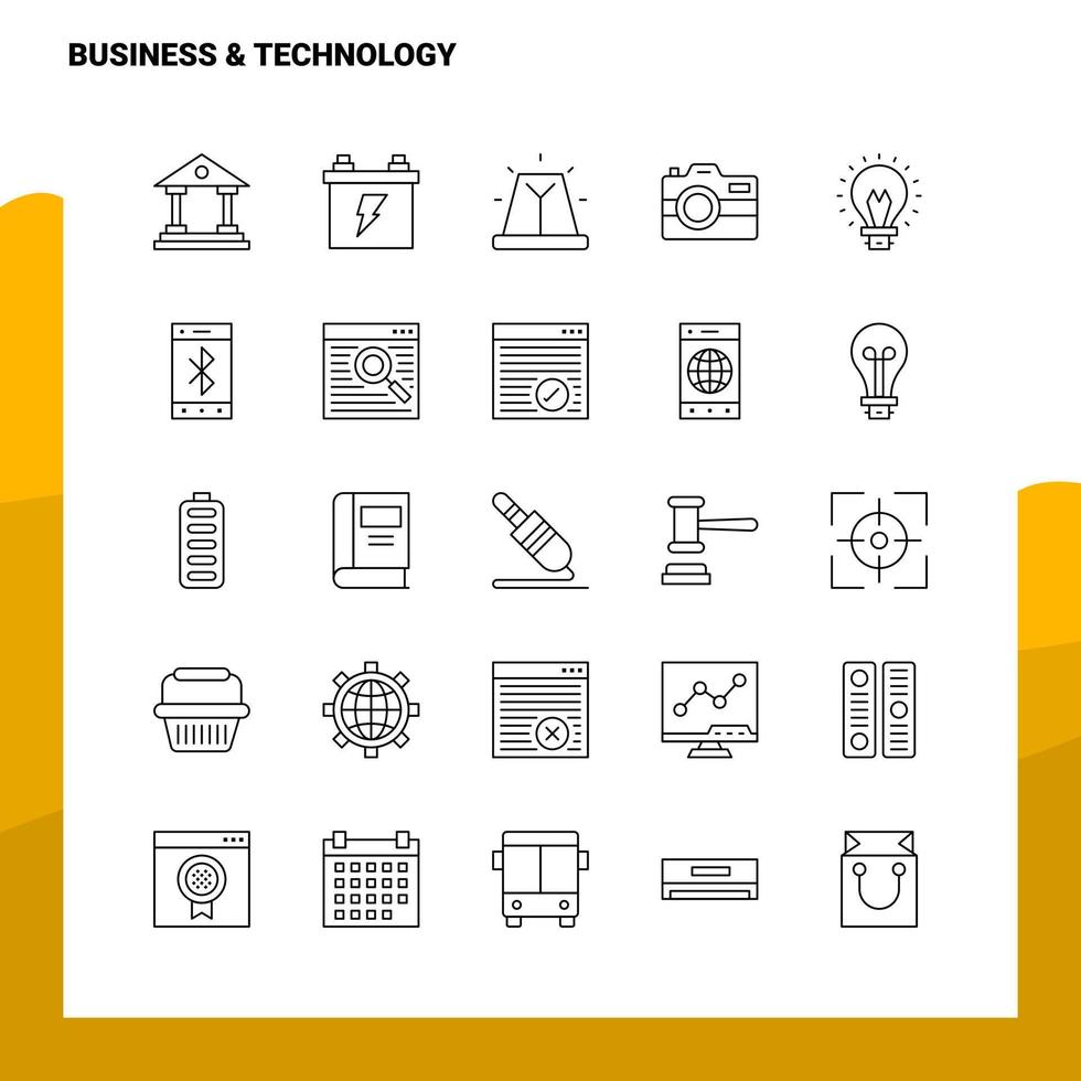 Set of Business Technology Line Icon set 25 Icons Vector Minimalism Style Design Black Icons Set Linear pictogram pack