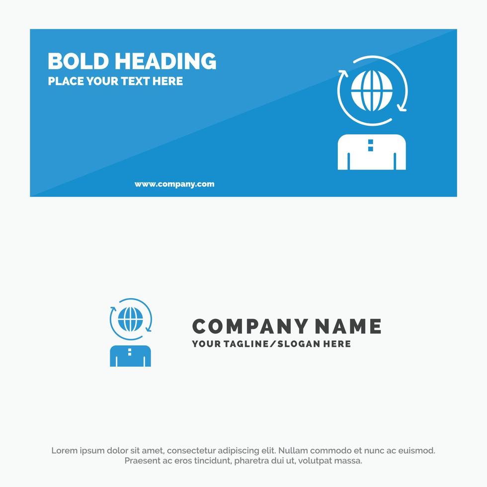 Business Global Management Modern SOlid Icon Website Banner and Business Logo Template vector